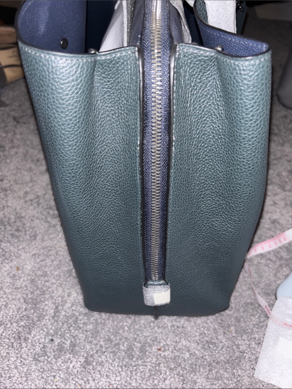 Coach Pebbled Leather Tote in Forest Green - Picture 2 of 10